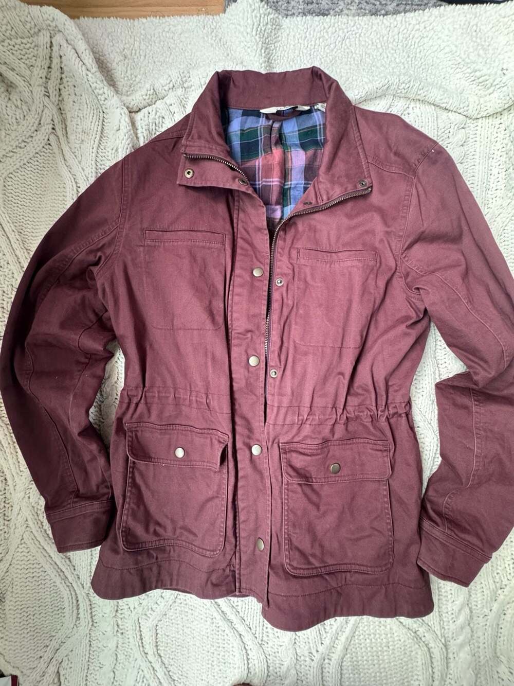 Cozy y2K L.L.Bean Women's Cotton Jacket in Burgundy Flannel Lined small